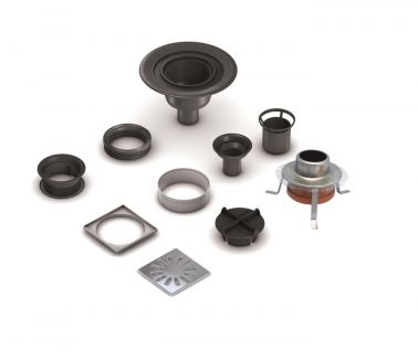 wedi Fundo point drain, DN50 with fire collar