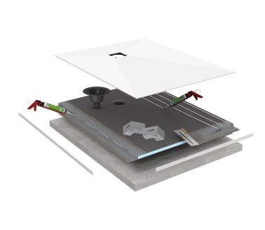wedi Fundo Top Slim-Kit in a box 900x900x30mm kit white, centre drain
