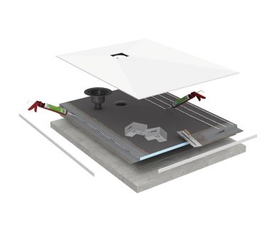 wedi Fundo Top Slim-Kit in a box 1200x900x30mm kit white, offset drain